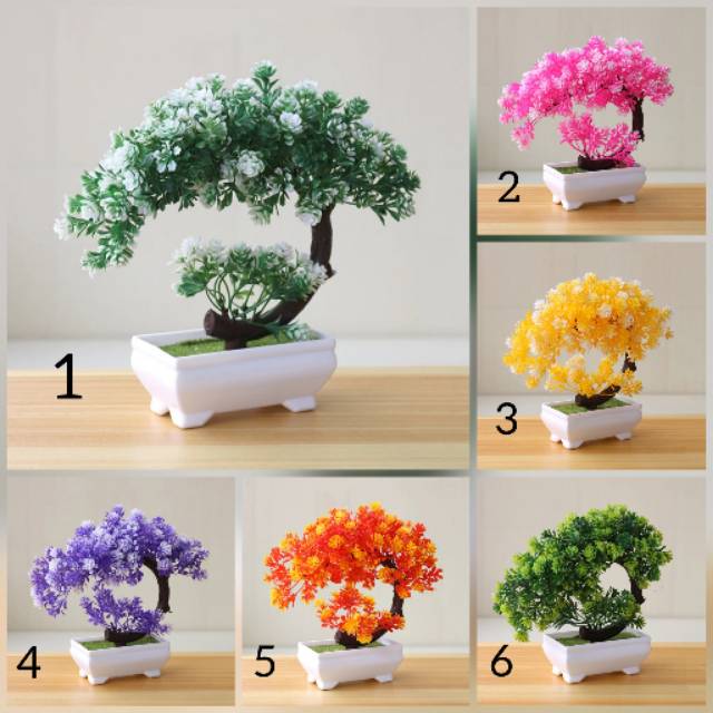 Pohon Bonsai Artifisial Pot Bunga Artificial Plastik Vas Hiasan Rumah Tanaman Palsu