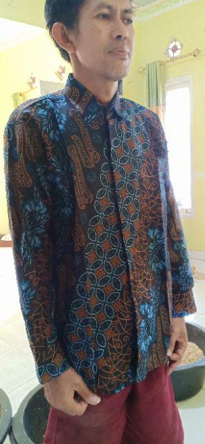 Asifa Batik Hrb026 Kenongo Kemeja Tosca Pendek Pekalongan Padi M L Xl Sogan Tulis Halus Kemeja Batik