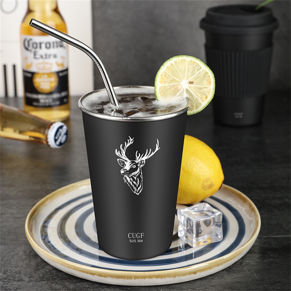 ღ 304 Stainless Steel Cangkir Logam Perjalanan Kopi Mug Vacuum Insulated Water Glass Anti-Fall Air Botol Air Dingin minuman Cup Rumah Kantor Sekolah Hadiah