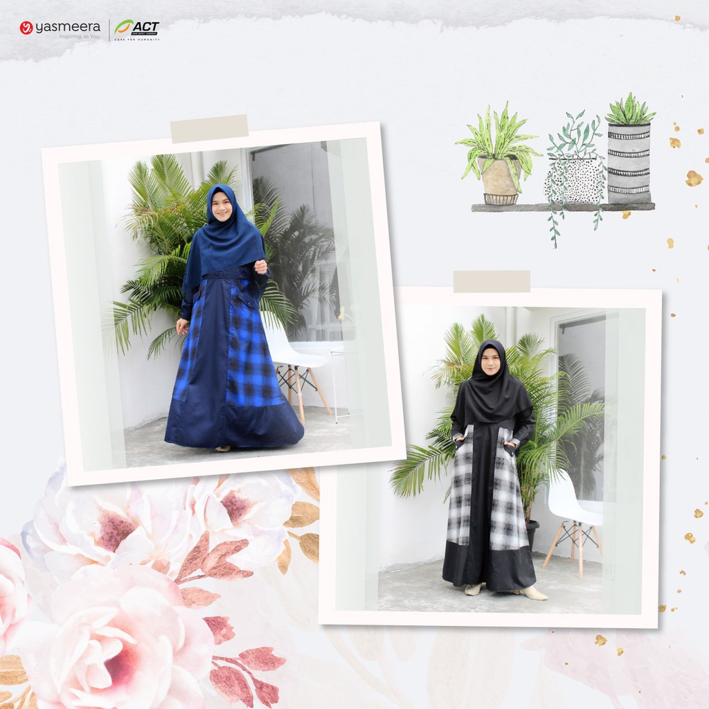 Gamis Haruan Katun Flanel & Toyobo Motif Kotak