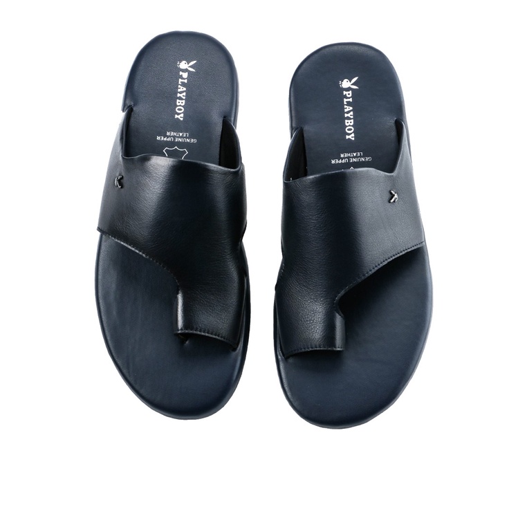 SANDAL JEPIT KULIT PLAYBOY PRIA ORIGINAL CASUAL BRANDED BIRU NAVY PL02