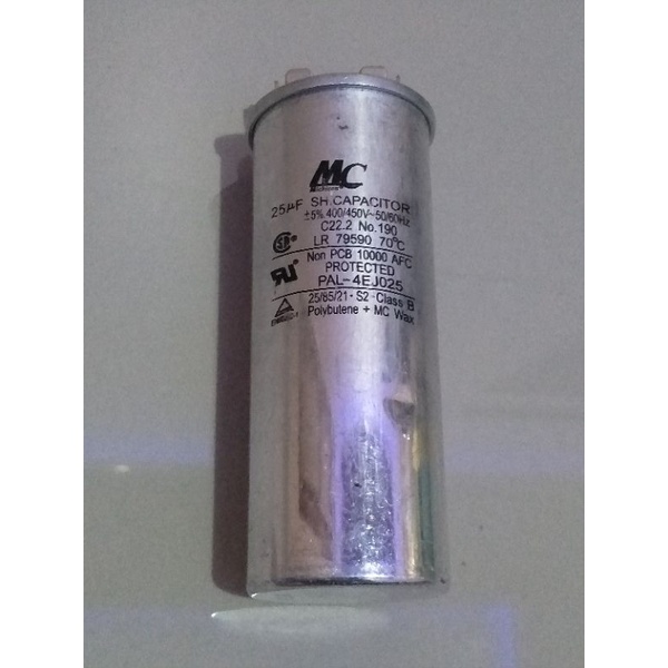 Capacitor outdor Ac sharp 3/4pk MC 25 uf