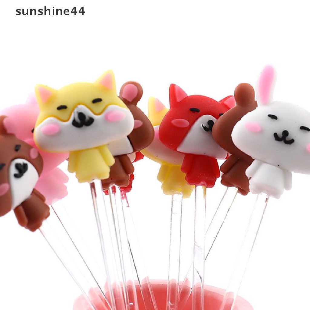 Sunshine 8pcs Garpu Buah / Dessert / Kue / Snack Bentuk Kartun Princess Untuk Anak