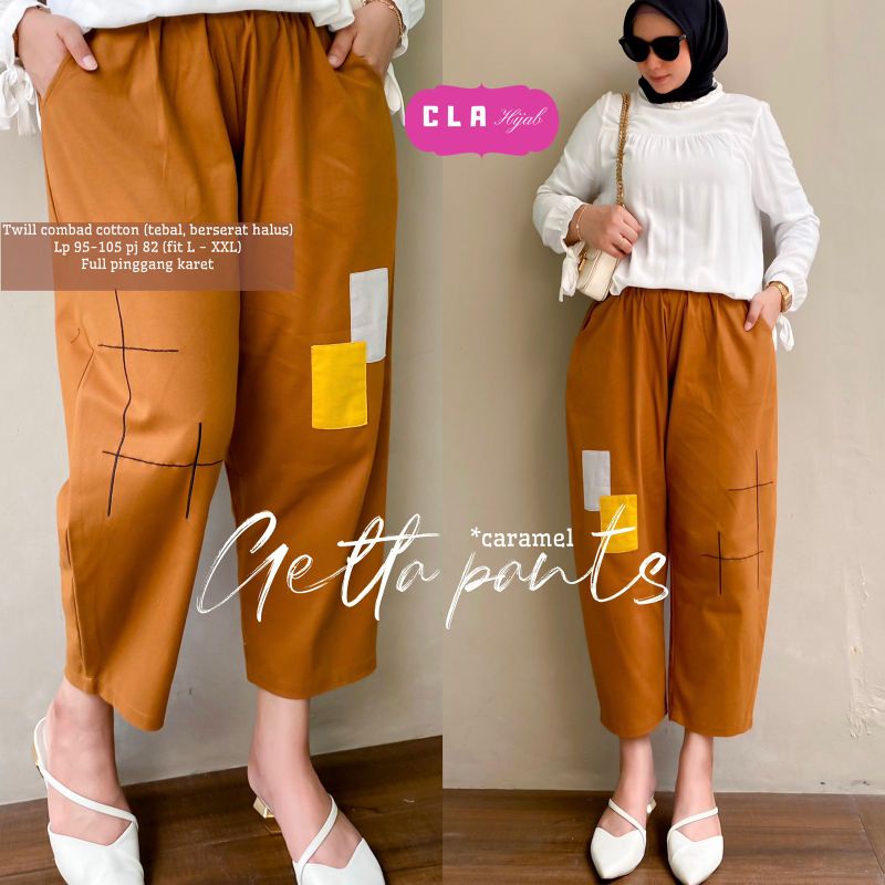 Getta Pants Celana Korea / Celana Panjang Wanita Bahan Katun Twill Stretch Premium / Celana Korea Longgar Oversize