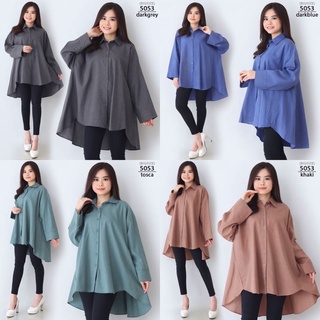 KEMEJA Baju atasan WANITA LD 130cm Jumbo Big size 5053 XXL XXXL KEMEJA  KERJA KANTOR PESTA KONDANGAN