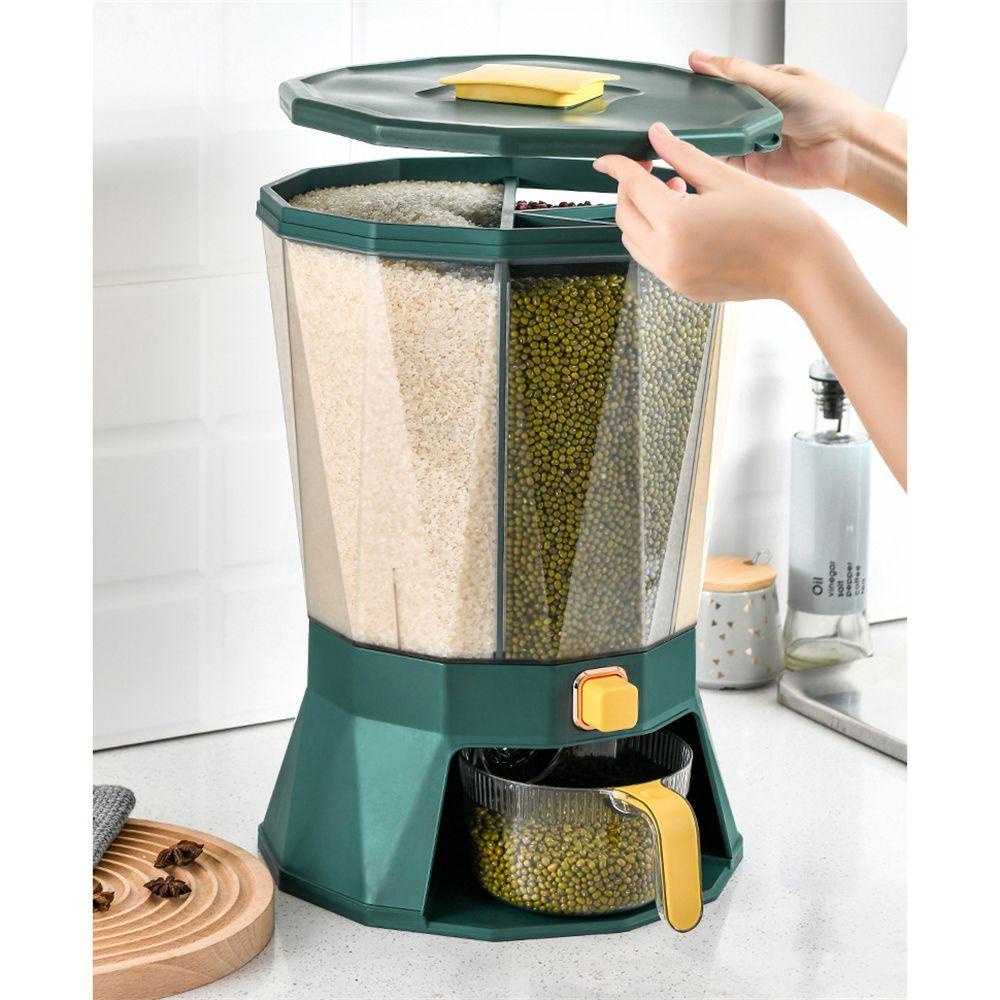 Lily Food Grain Storage Container Large 360ditempatkan Dengan Drain Bowl Rice Bucket Dengan Tutup Rotating Cereal Containers Grains Dispenser