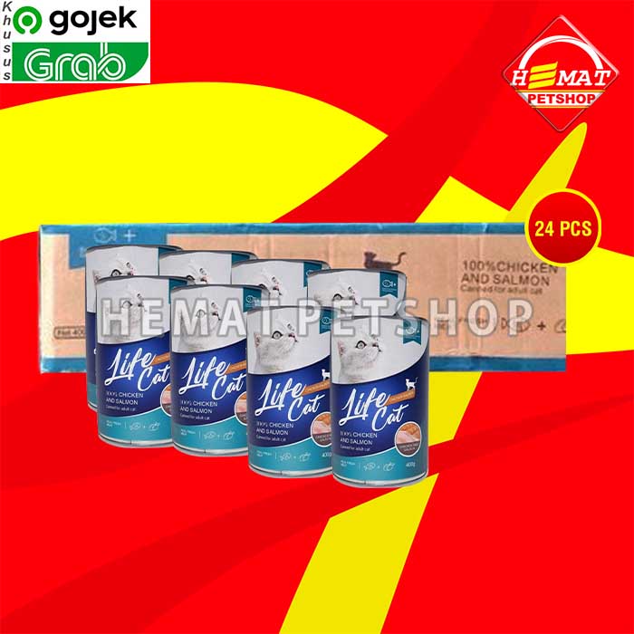 Gosend Makanan Kucing Wet Food Kaleng Life Cat Grosir Dus 24 PCS 400GR