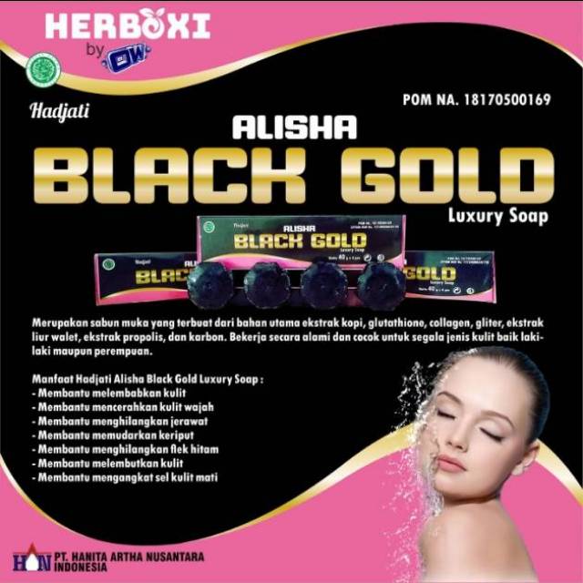 Sabun Jerawat Ampuh Hadjati Alisha Black Gold Original