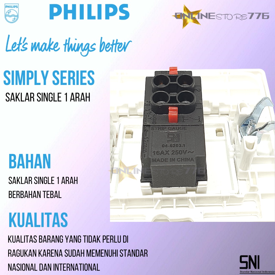 Saklar Tunggal PHILIPS Simply 1 Gang 1 Way / Saklar Single