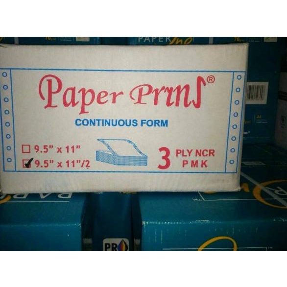

℮ Continuous Form Paper Print 9x11/2 3 ply - Belah Dua ←