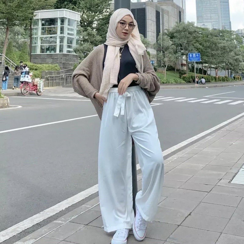 Celana Kulot Ribon Wolfis Wanita / Culotte Ribbon Bandy Pita Bahan Wolfish