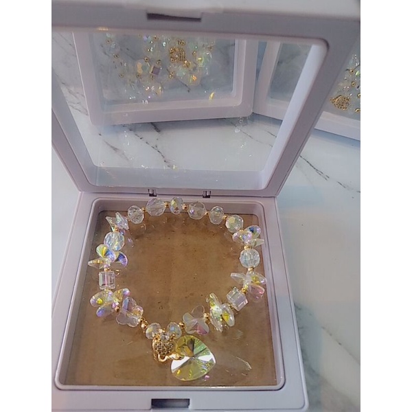 Kado spesial Valentine gelang titanium kristal Swarovski/ gelang titanium kristal love edition/ gela