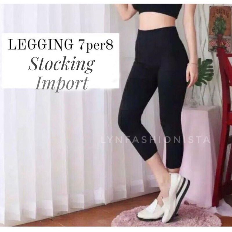 LYNFASHIONISTA-LEGGING WANITA IMPORT PENDEK BAWAH LUTUT FIT TO JUMBO MURAH