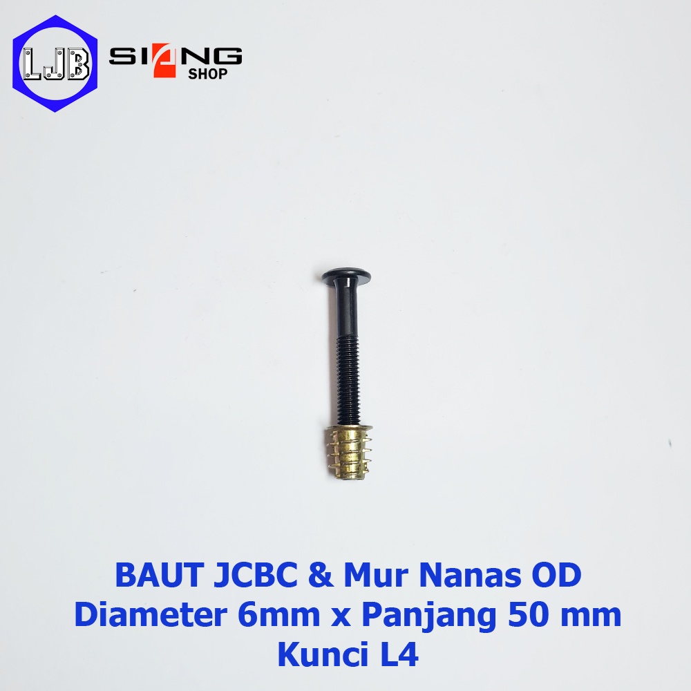 Baut JCBC M6 panjang 3 sd 7 cm dan Mur Nanas OD (13mm) Furniture, Dipan, Knockdown dll