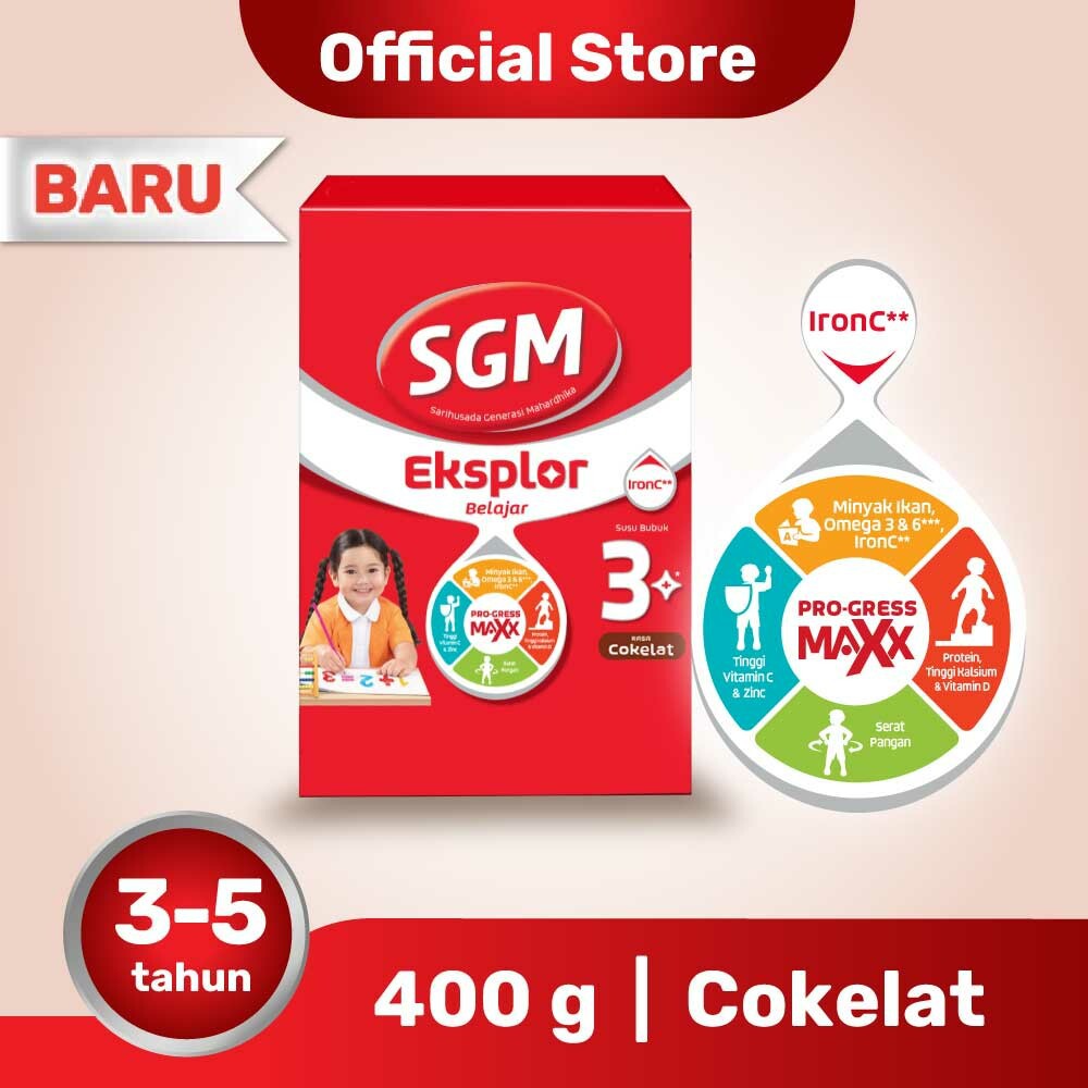 SGM Eksplor Belajar 3+ Pro-GressMaxx Cokelat Susu Bubuk 400 gr