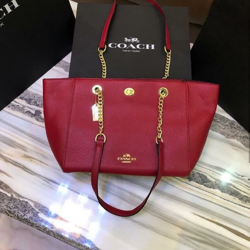 [RIJEK SALE]  Tas Coach Turnlock Chain Tote 456