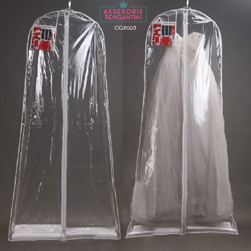 [BISA COD] COVER GAUN PENGANTIN PELINDUNG BAJU PESTA TRANSPARAN CGP003