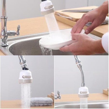 Turbo Faucet Sprayer 360 Rotasi Sambungan Kran Hemat Air Pendek A64