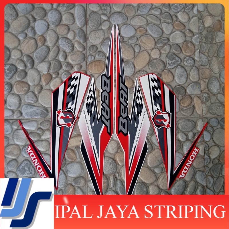 stiker striping motor beat esp 2018 putih merah
