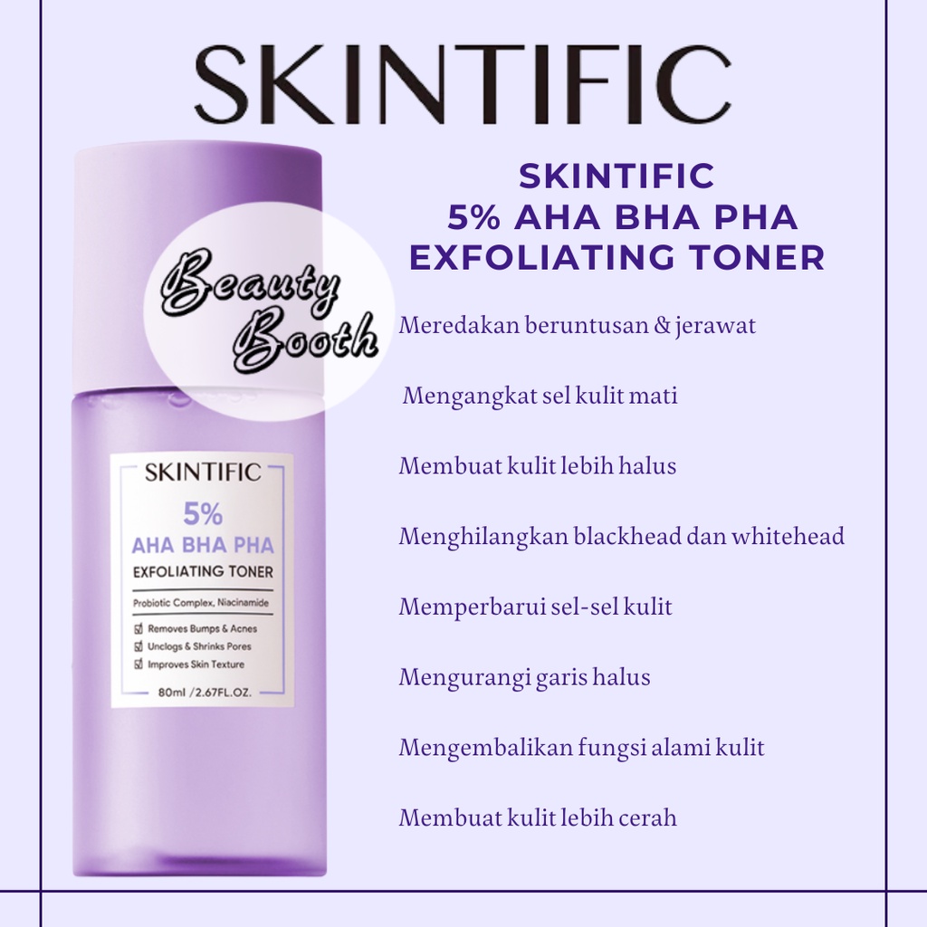 SKINTIFIC 5% Aha Bha Pha Exfoliating Toner | Toner Wajah Jerawat