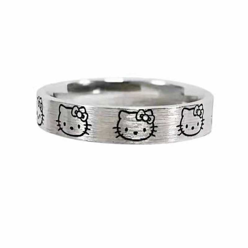 Cincin Pasangan Model Terbuka Adjustable Motif Hello Kitty Untuk Pria Dan Wanita