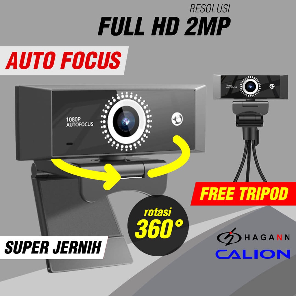 Webcam PC Laptop 1080P Web Cam Komputer Rotasi 360 Autofocus Super Jernih | Kamera Calion CAL-2022WC