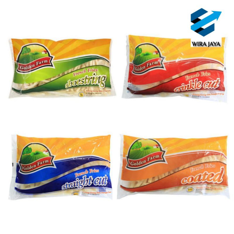 

Promo !! GOLDEN FARM SHOESTRING CRINCLE CUT STRAIGHT CUT BATTER COATED KENTANG BEKU 1 Kg