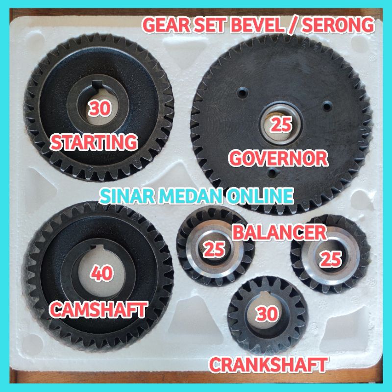 Gear set bevel dongfeng S195 S1100 S1110 S1115 S1125 S1130 gigi serong miring 1set