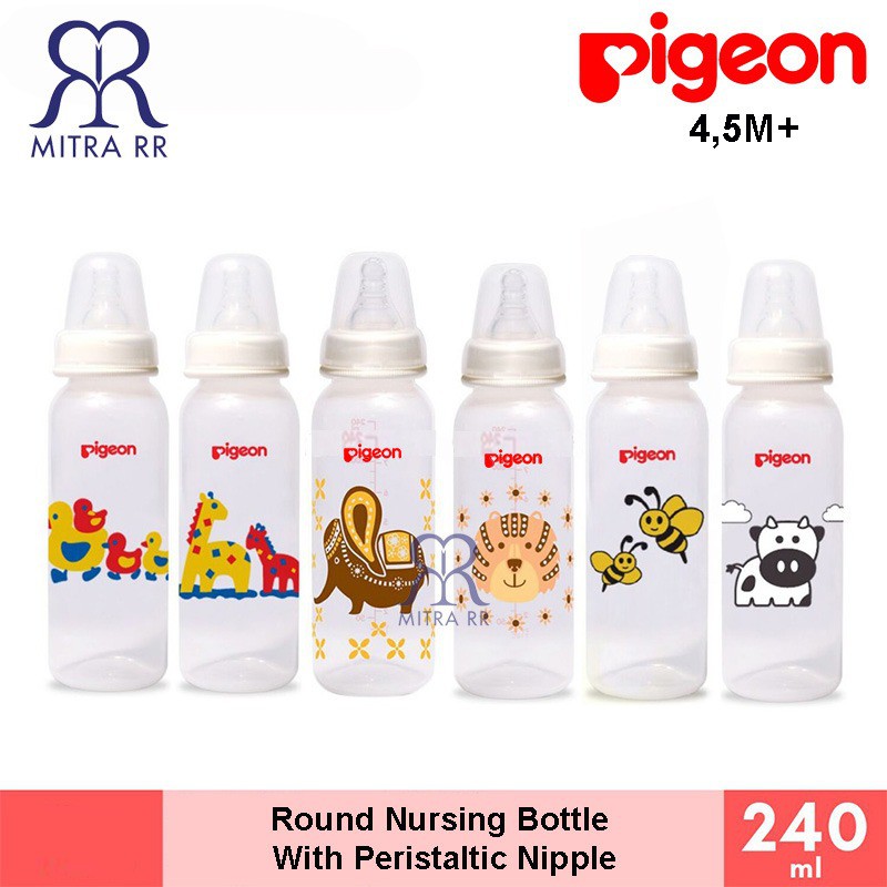 Pigeon Peristaltic Nipple Round Nursing Bottle 120ml 240ml / Botol Susu Pigeon Nipple Ulir Satu