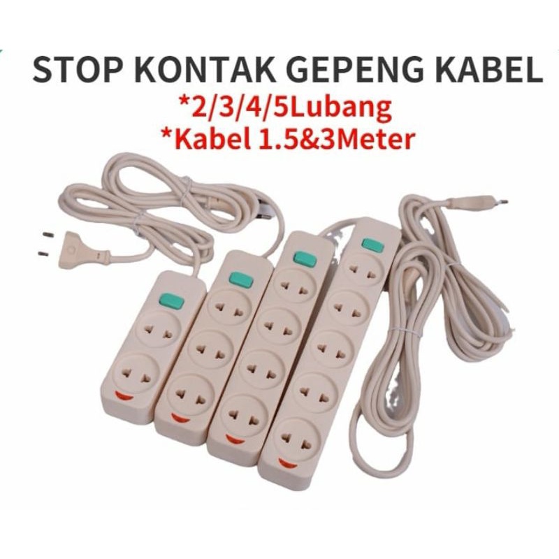 Stop Kontak Kabel 2LB 3LB 4LB 5LB 1.5M 3M/ Stop Kontak Gepeng +Kabel