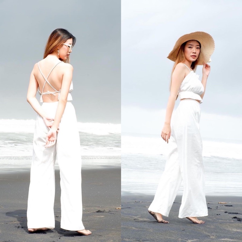 Canggu Basic Set Crop top Kulot Rayon northeast bali Backless Beach summer