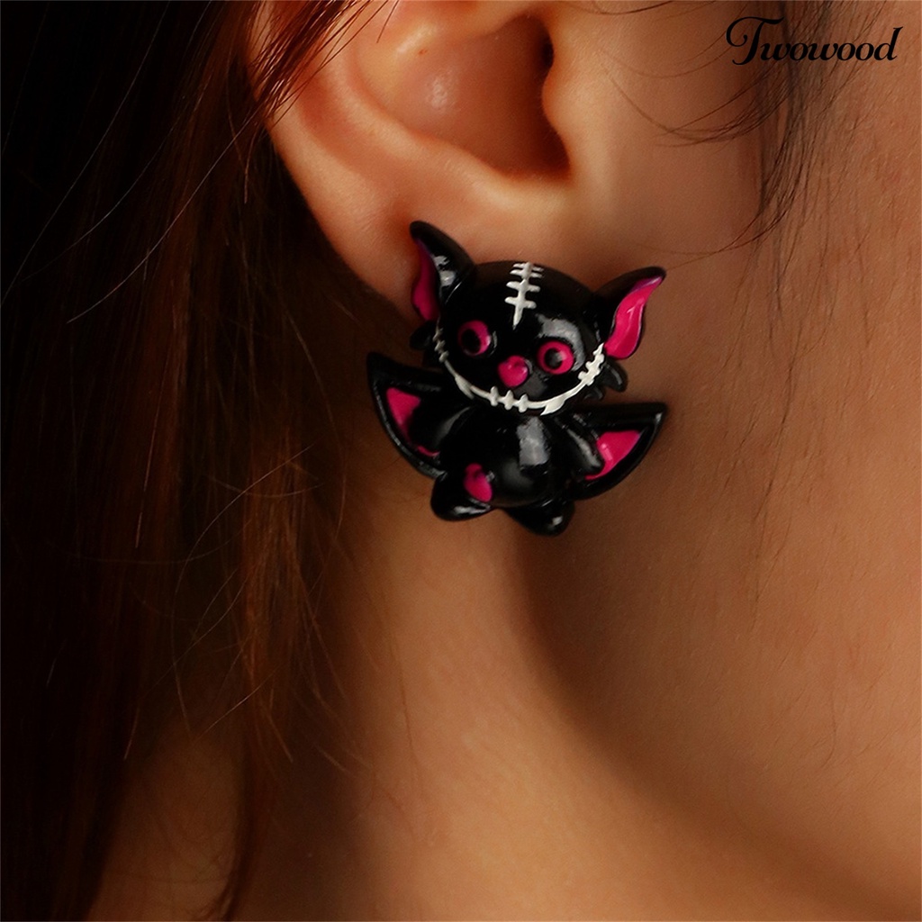 Twowood 1 Pair Beautiful Pumpkin Shape Ear Stud Halloween Style Festive Touch Plastic Fashion Ear Stud for Party