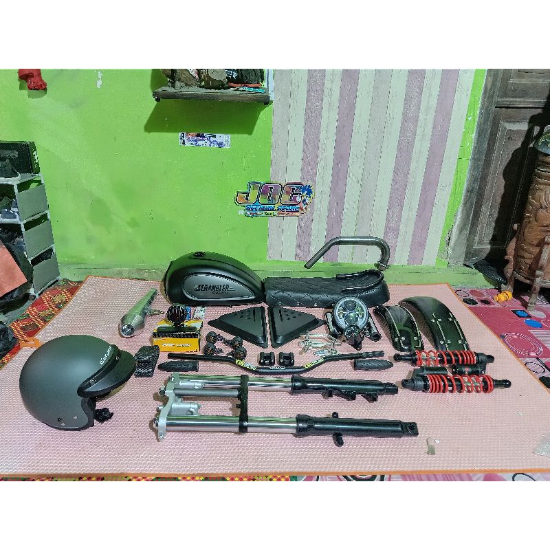 Paket body japstyle custom royal enfield fullset buat tiger scorpio byson pulsar dll