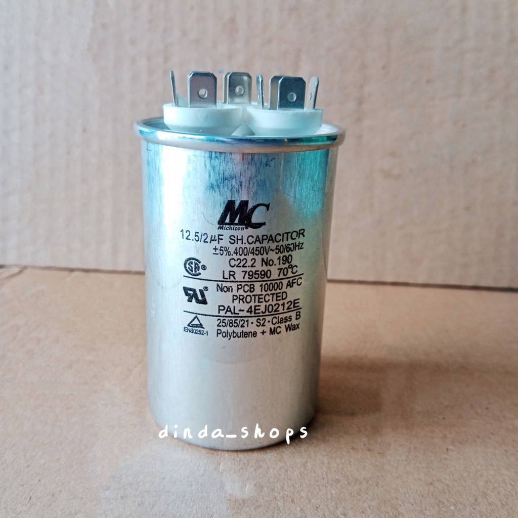 KAPASITOR AC / CAPACITOR AC MERK MC LG 3 KAKI 12,5/2 uF (12,5/2 MIKRO)