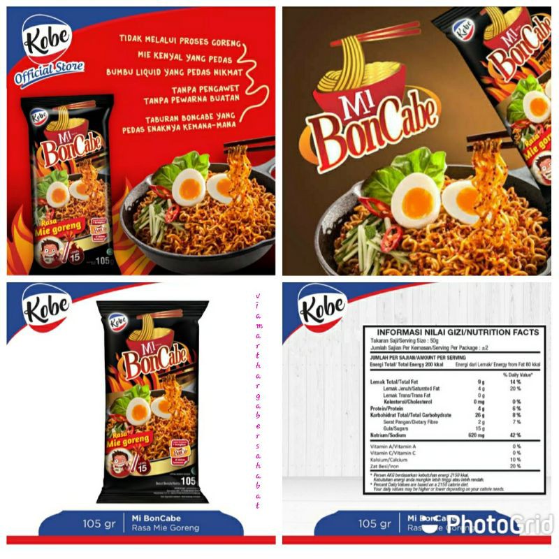 

Kobe Mie Goreng Bon Cabe level 15 isi 105gr