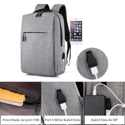 Tas Ransel Backpack Punggung Laptop 14 inch Kuliah Kerja Pria Wanita Cewek Cowok Korea - RBP 005