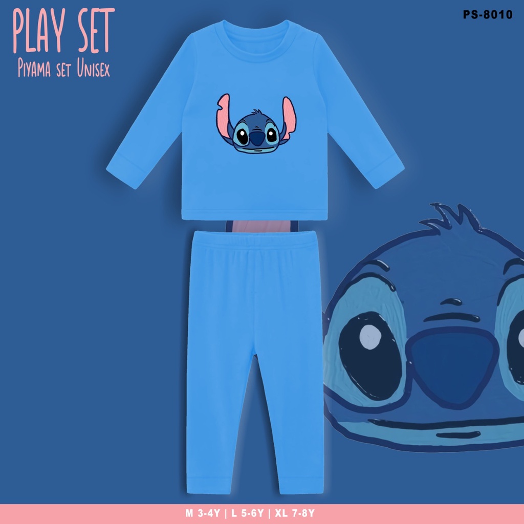 PLAYSET PAJAMAS ANAK BERGAMBAR STITCH / BAJU TIDUR ANAK SET / TERMURAH