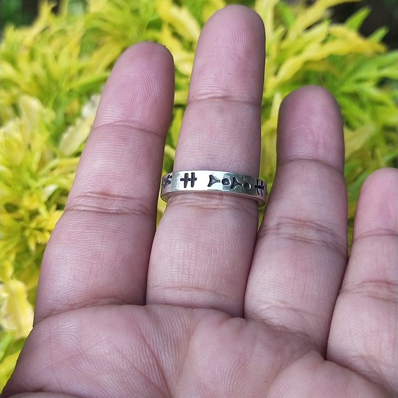 Cincin Ring Perak silver Bali Polos Simbol Plus 2 Asli 925 Pria Laki Wanita Custom elegan Keren