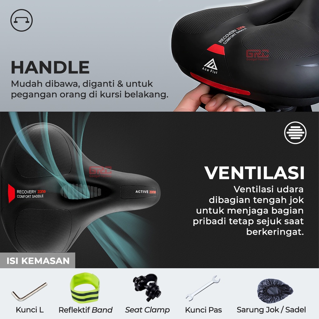 Sadel Sepeda Super Empuk Kursi Jok MTB Gunung Lipat Saddle Handle Bike Road Ventilasi Udara