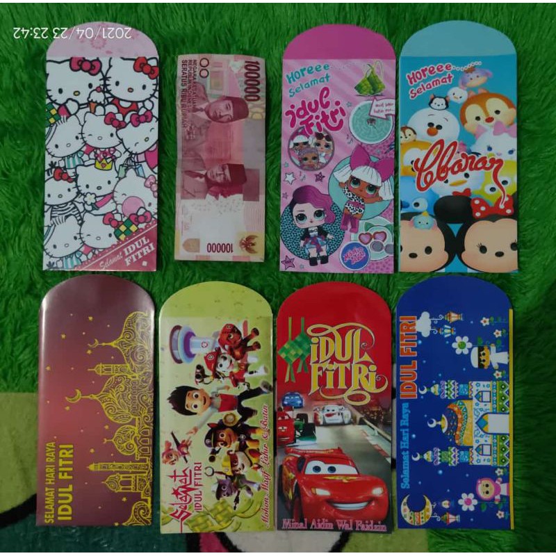 

Amplop Lebaran/Ampau Karakter Kartun ukuran 8X15 cm
