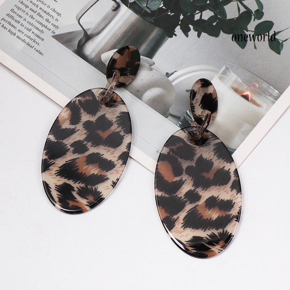 OW@ Fashion Geometric Acetate Leopard Eardrop Earrings Party Jewelry Accessory Gift