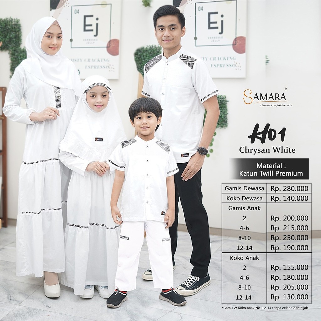 Sarimbit Keluarga Samara HO1 sarimbit muslimah putih couple gamis berkualitas ORI 100%