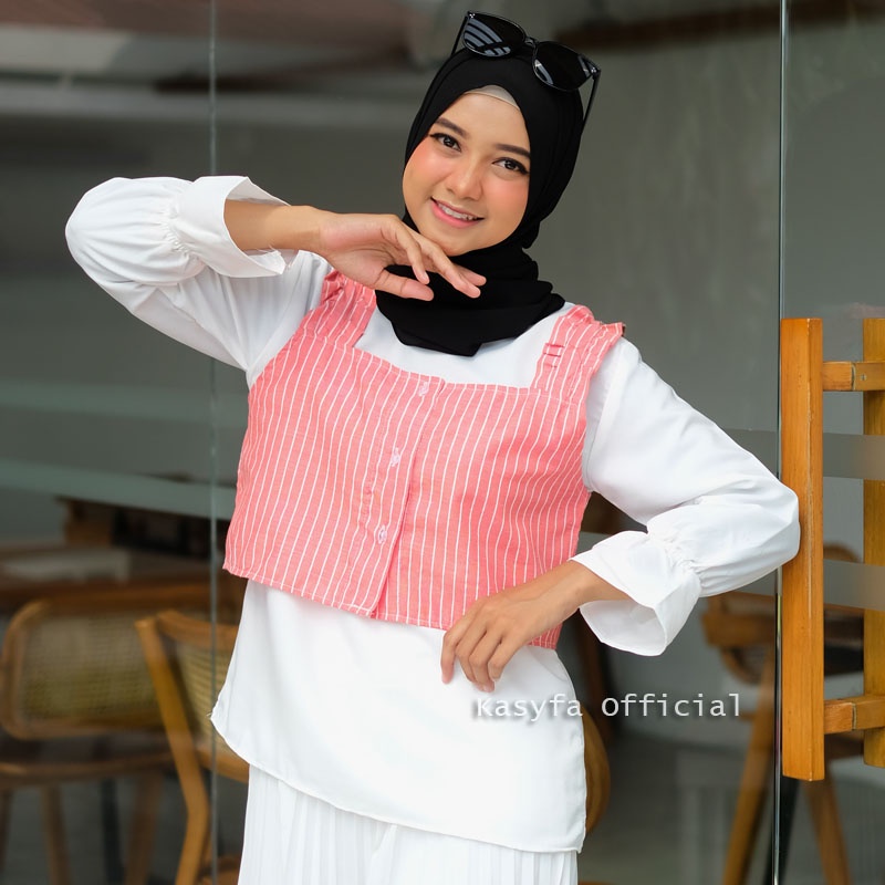 STRIPY BLOUSE SET ROMPI SALUR BEST SELLER