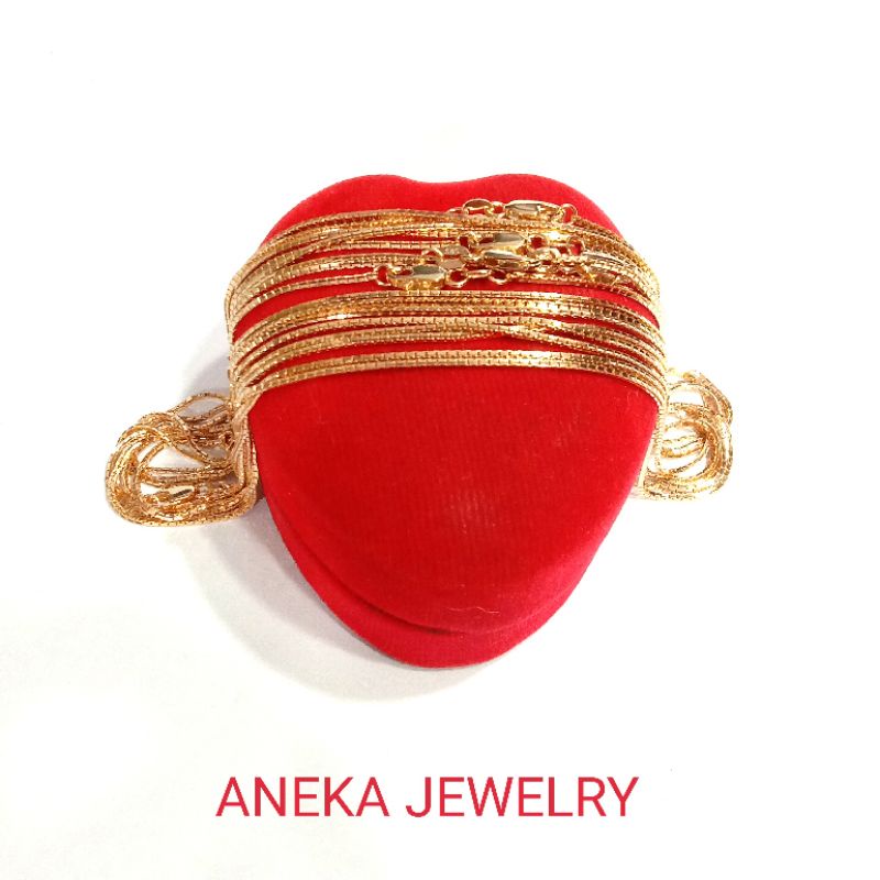 Kalung Anak Itali Santa, pj 35cm, Perak 925, Sepuh Emas Kuning