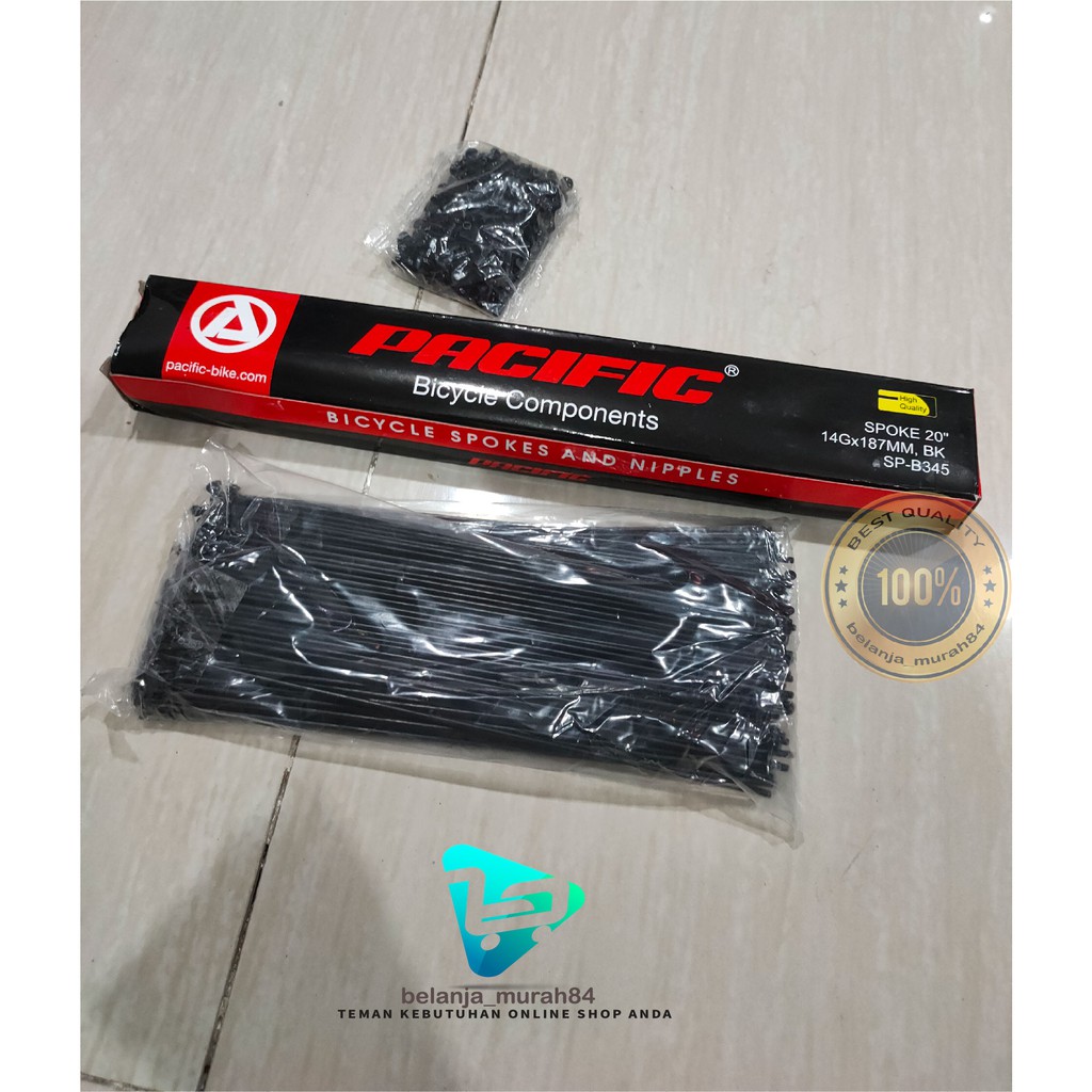 Jari-jari Sepeda 20 Pacific Hitam BMX Lipat Minion Spoke Nipple Jari2