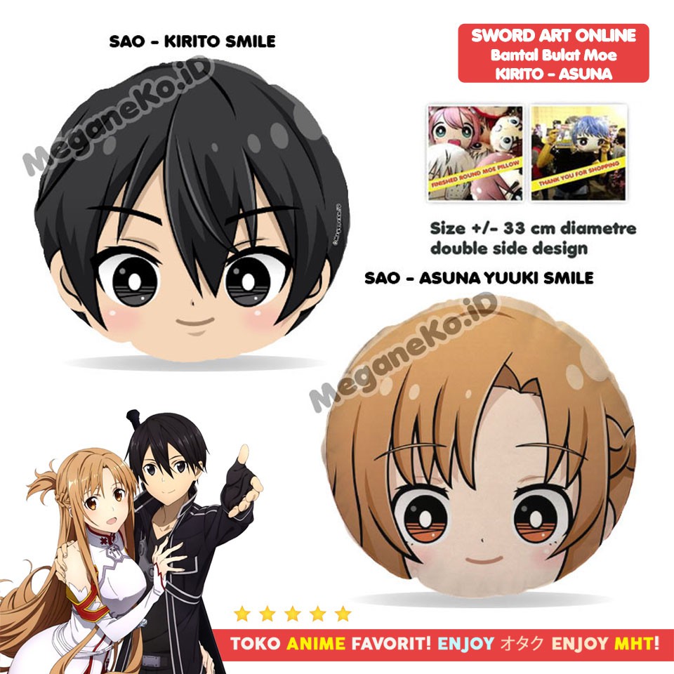 Bantal Bulat Anime SAO Sword Art Online : Kirito Asuna Yuuki