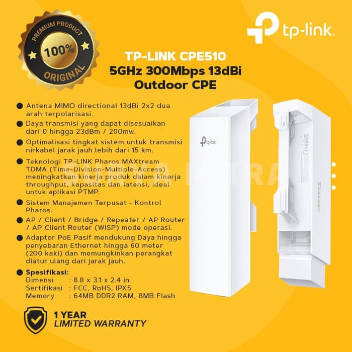 Outdoor Wifi TP-Link CPE510 300Mbps 5Ghz 13dBi