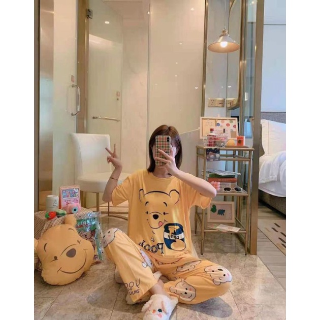 MDLV ~ MDLV BAJU TIDUR SET POOH HONEY CP BAJU TIDUR IMPORT CEWEK BEST SELLER PIYAMA DEWASA FASHION IMPORT