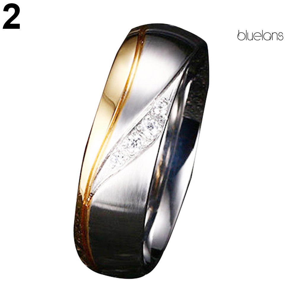 Bluelans Fashion Gold Plated Titanium Steel Lover Ring Wedding Band Bridal Jewelry Gift