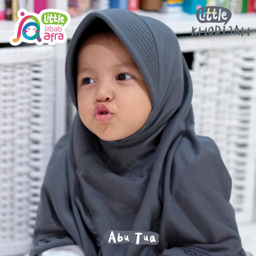 Jilbab Instan Anak Little Khodijah Abu Tua - Little Jilbab Afra - Bahan Kaos, Adem &amp; Lembut